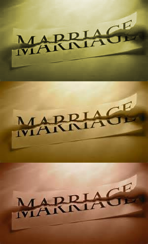 three torn signs saying "marriage"